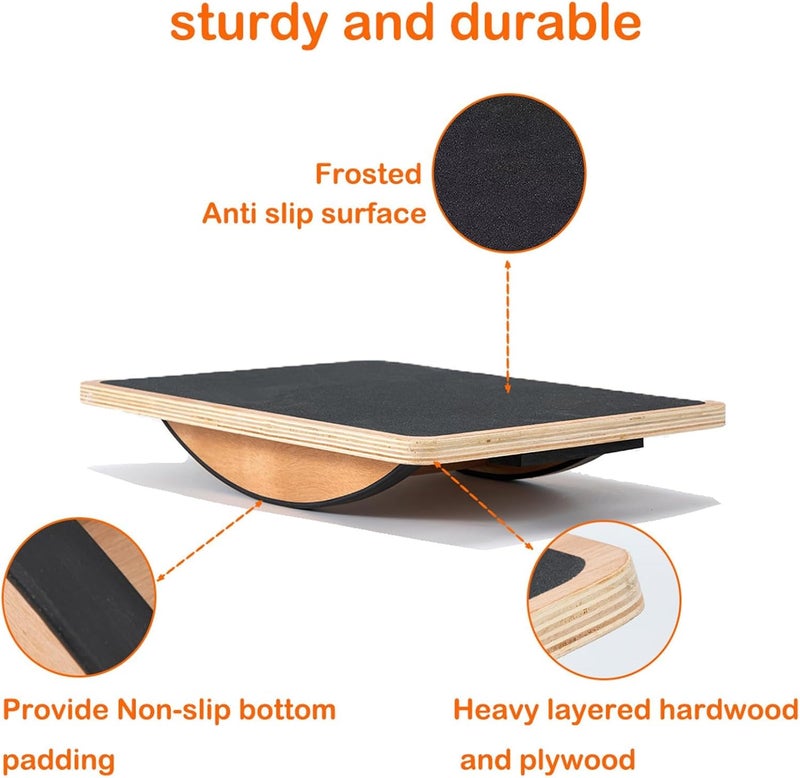 Juoe Balance Board Wobble Board for Adults and Kids - Anti-Slip 350LBS Balance Board for Physical Therapy,Balance Training,Posture Correction,Standing Desk Core Strength Wooden Balance Rocker Board - Image 5